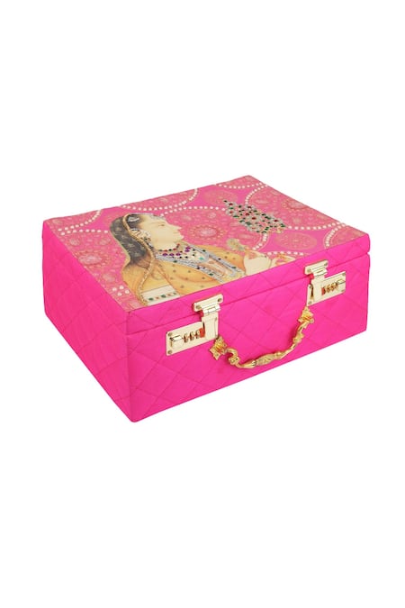 Shop_Puneet Gupta_Pink Diamante Bridal Print Trunk _Online_at_Aza_Fashions