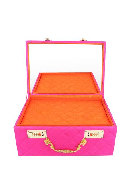 Puneet Gupta_Pink Diamante Bridal Print Trunk _at_Aza_Fashions