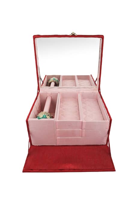 Puneet Gupta_Red Mewar Mahal Print Bridal Trunk _at_Aza_Fashions