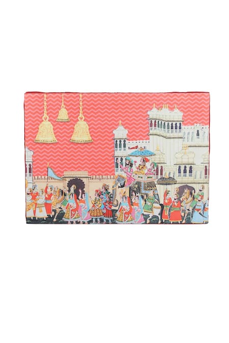Puneet Gupta_Red Antique Mewar Mahal Print Trunk _Online_at_Aza_Fashions