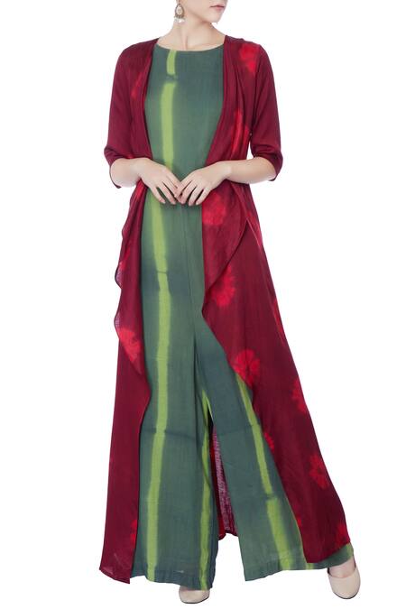 Buy Itara Green Round Tie Dye Jumpsuit With Jacket at Aza Fashions Buy_Itara_Green Round Tie Dye Jumpsuit With Jacket_at_Aza_Fashions