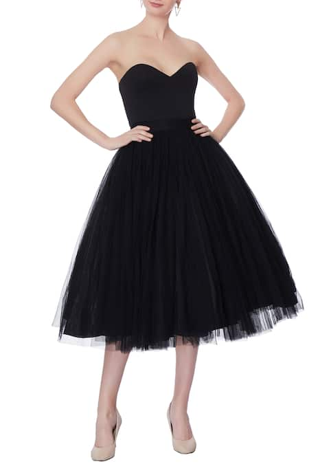 Saisha Shinde Black net skater dress 