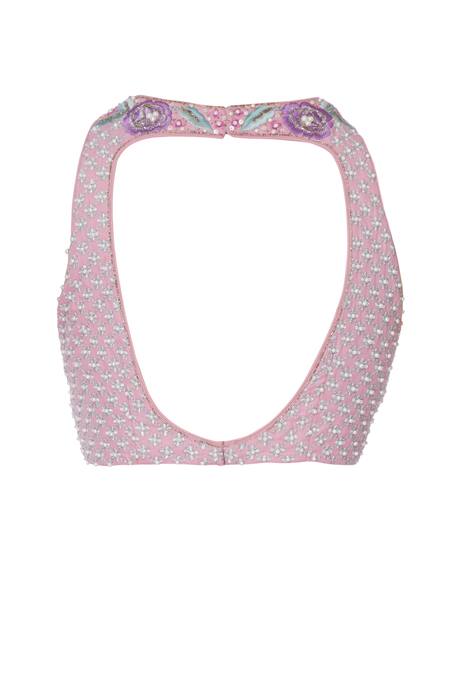 Rajat & Shraddha Pink Georgette Embroidered Boat Rose Pre-draped Saree With Blouse at Aza Fashions Rajat & Shraddha_Pink Georgette Embroidered Boat Rose Pre-draped Saree With Blouse _at_Aza_Fashions