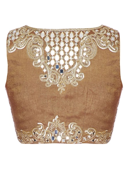 Rajat & Shraddha Red Chiffon Embroidered Round Neck Pre-draped Saree With Blouse at Aza Fashions Rajat & Shraddha_Red Chiffon Embroidered Round Neck Pre-draped Saree With Blouse _at_Aza_Fashions