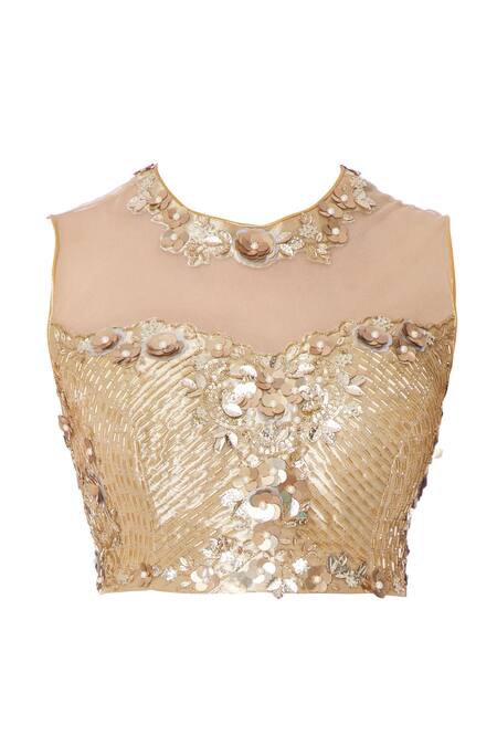 Shop_Rajat & Shraddha_Green Chiffon Embroidered Sequin Sea Pre-draped Saree With Blouse  _Online_at_Aza_Fashions