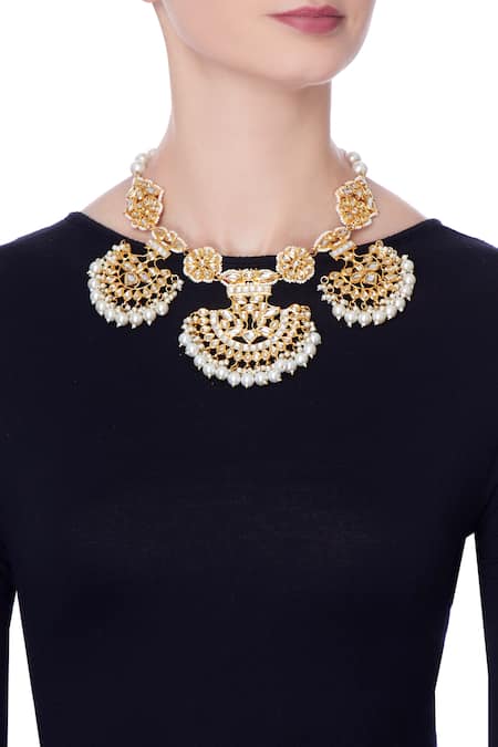 Just Shradhas Pearl Embellished Necklace 