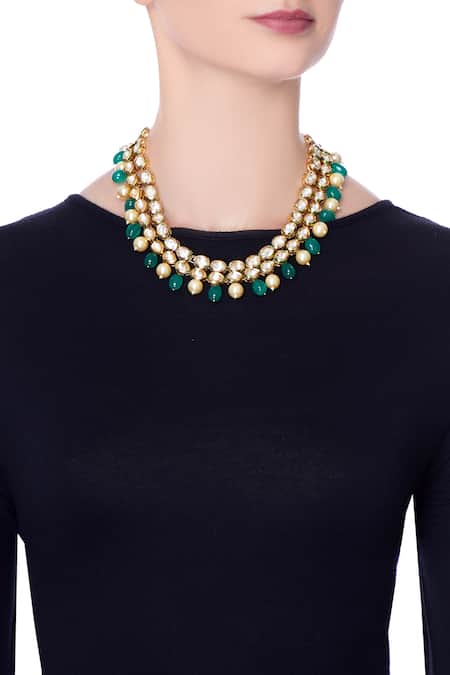 Just Shradhas Bead & Pearl Accent Necklace 