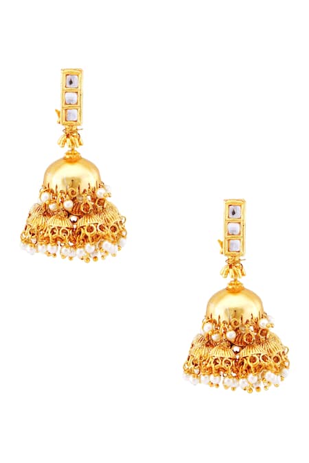 Just Shradhas Gold pearl finished earrings 