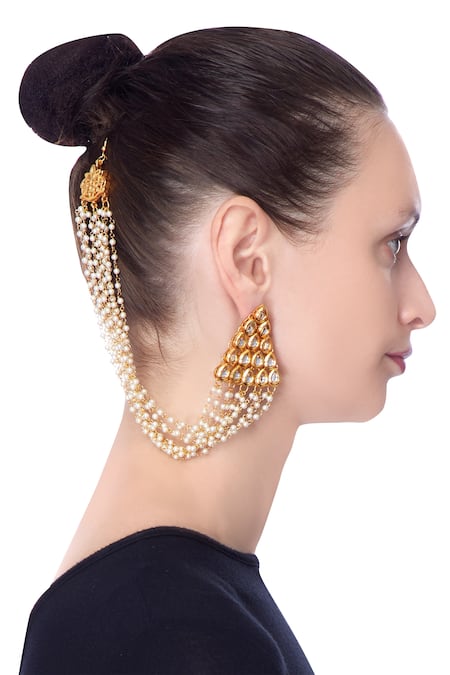 Just Shradhas Dangling Pearl Embellished Earrings 