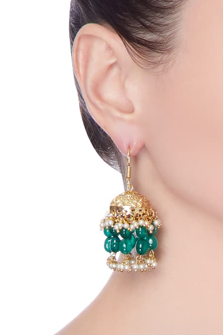 Just Shradhas Bead Kundan Earrings 