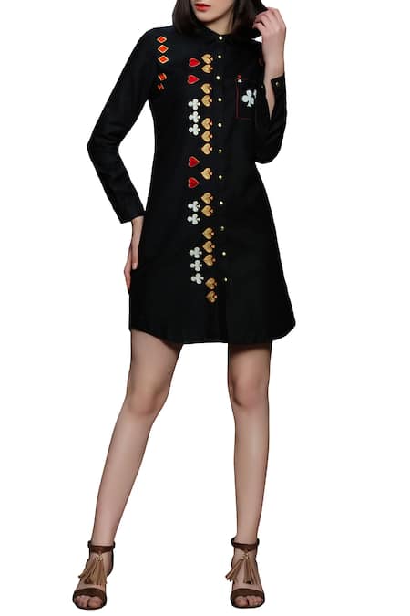 Shahin Mannan Black Embroidered Dress  
