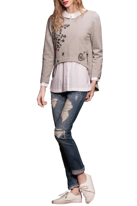 Shahin Mannan Embroidered Sweatshirt With Shirt 