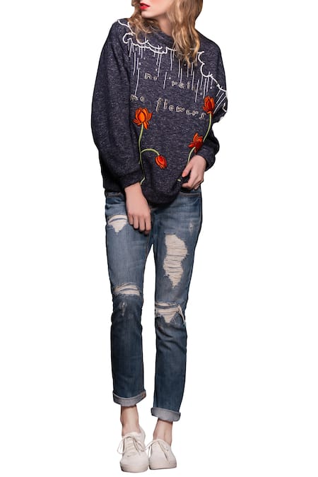 Shahin Mannan Fleece Embroidered Sweatshirt 