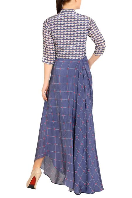 Shop_Soup By Sougat Paul_Purple Cowl Draped Dress _at_Aza_Fashions