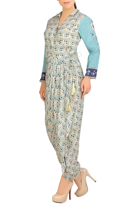 Soup By Sougat Paul_White Printed Dhoti Dress _Online_at_Aza_Fashions