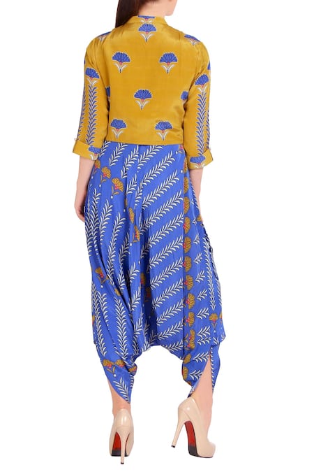 Soup By Sougat Paul Blue printed jumpsuit & jacket 