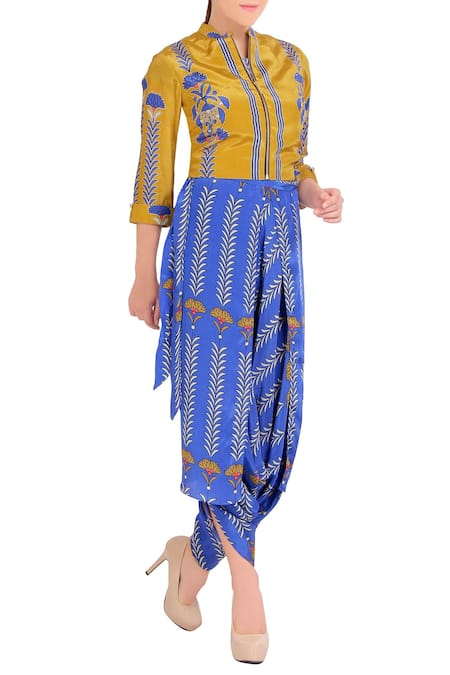 Soup By Sougat Paul_Purple Blue Printed Jumpsuit And Jacket _Online_at_Aza_Fashions