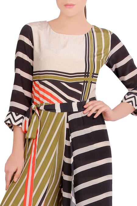 Buy_Soup By Sougat Paul_Multi Color Striped Flared Jumpsuit _Online_at_Aza_Fashions