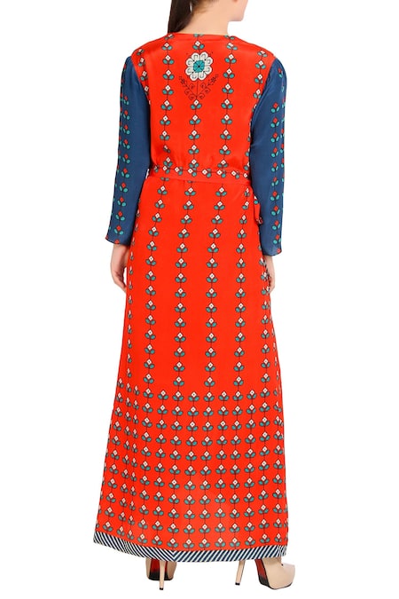 Soup By Sougat Paul Blue printed jumpsuit & jacket 