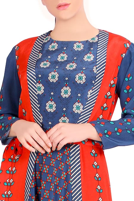 Buy_Soup By Sougat Paul_Blue Printed Jumpsuit And Jacket _Online_at_Aza_Fashions