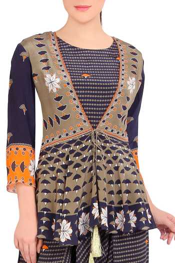 Buy Soup By Sougat Paul Blue Printed Jumpsuit With Jacket Online at Aza Fashions Buy_Soup By Sougat Paul_Blue Printed Jumpsuit With Jacket _Online_at_Aza_Fashions