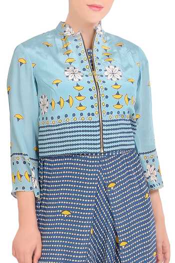 Buy Soup By Sougat Paul Blue Printed Jumpsuit And Jacket Online at Aza Fashions Buy_Soup By Sougat Paul_Blue Printed Jumpsuit And Jacket _Online_at_Aza_Fashions
