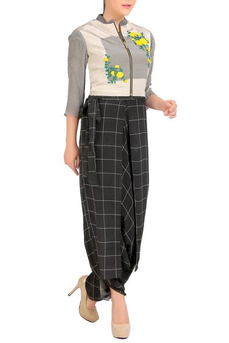 Soup By Sougat Paul_Black Charcoal Jumpsuit With Short Jacket _Online_at_Aza_Fashions