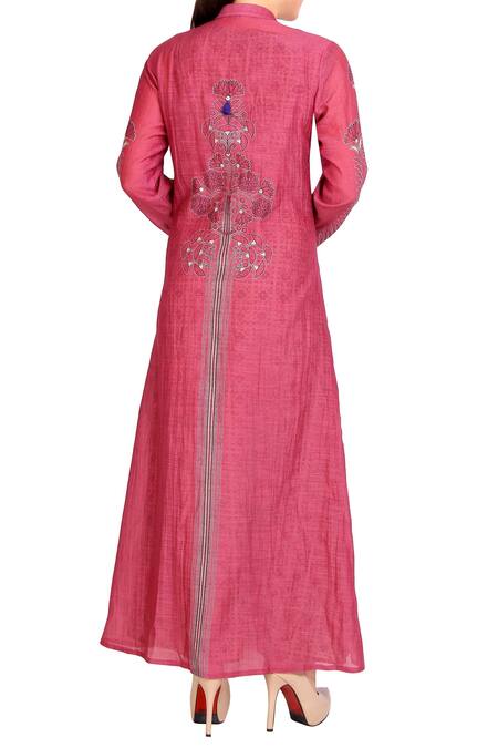 Shop_Soup By Sougat Paul_Pink Printed Jacket And Maxi Dress _at_Aza_Fashions