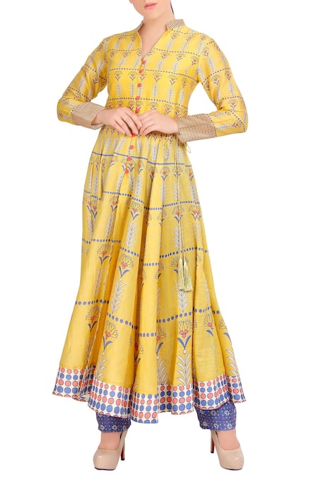 Soup by Sougat Paul Yellow Flared Anarkali With Pants 