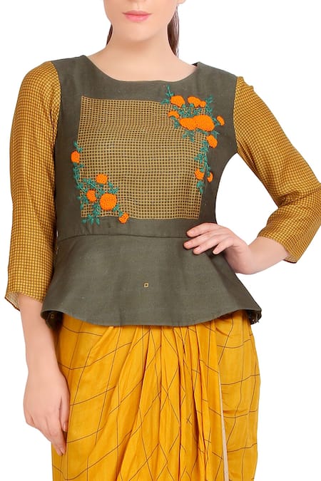 peplum top with dhoti skirt