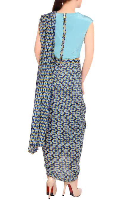 Soup By Sougat Paul Blue concept saree with blouse 