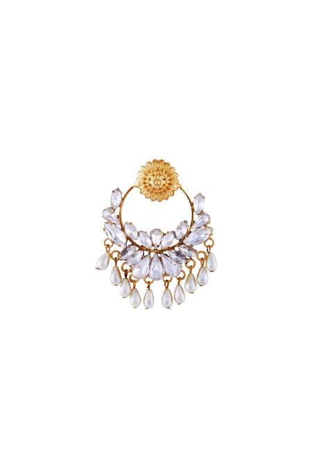 AE-Tee_Gold Plated Crystals Embellished Earrings _Online_at_Aza_Fashions