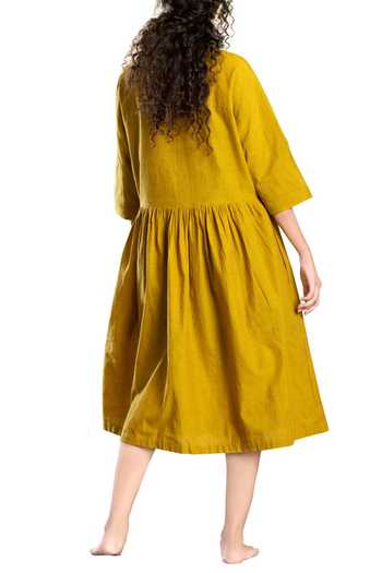 Shop MATI Yellow Handloom Cotton Shirt Dress at Aza Fashions Shop_MATI_Yellow Handloom Cotton Shirt Dress_at_Aza_Fashions