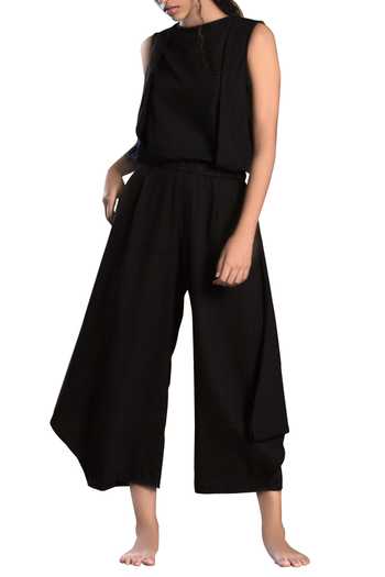 Buy MATI Black Cowl Linen Cotton Pants at Aza Fashions Buy_MATI_Black Cowl Linen Cotton Pants_at_Aza_Fashions