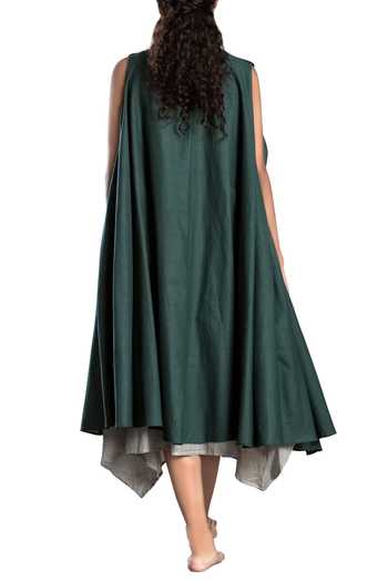 Shop MATI Green Dark Circular Jacket at Aza Fashions Shop_MATI_Green Dark Circular Jacket_at_Aza_Fashions