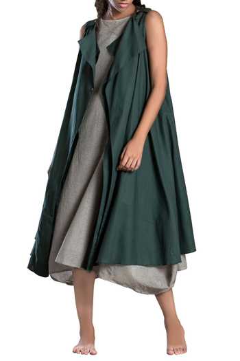 MATI Green Dark Circular Jacket Online at Aza Fashions MATI_Green Dark Circular Jacket_Online_at_Aza_Fashions