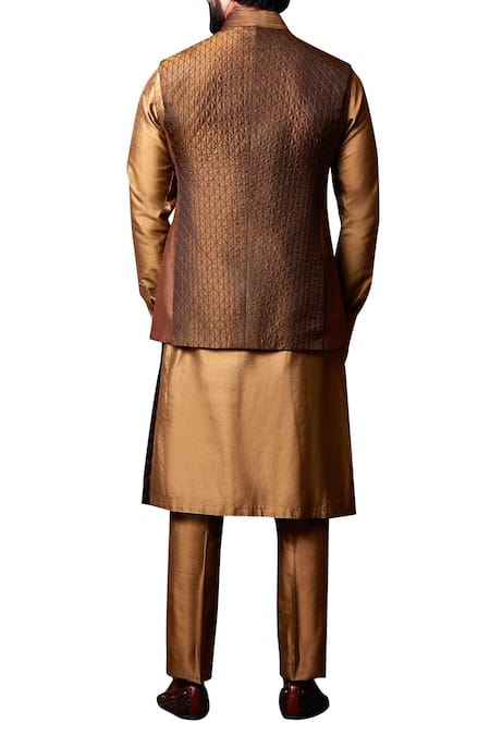 Kunal Anil Tanna Hexagon Patchwork Bundi Kurta Set 