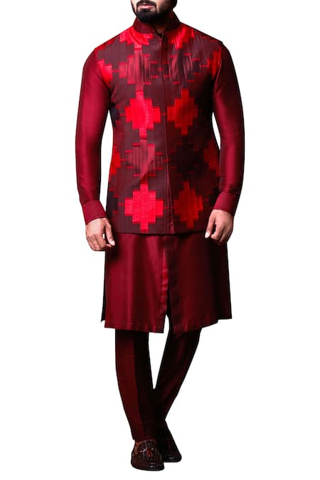Kunal Anil Tanna Patchwork Bundi & Slit Kurta Set 