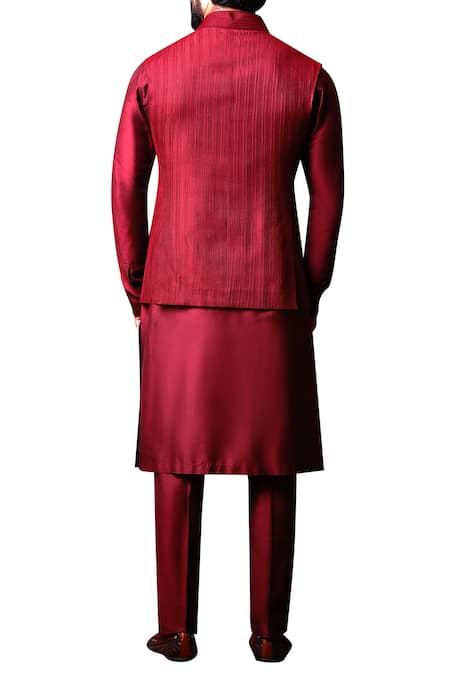 Kunal Anil Tanna Self Textured Bundi With Shirt Kurta Set 