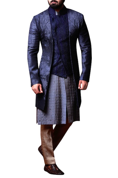 Kunal Anil Tanna Textured Jacket Kurta Set 