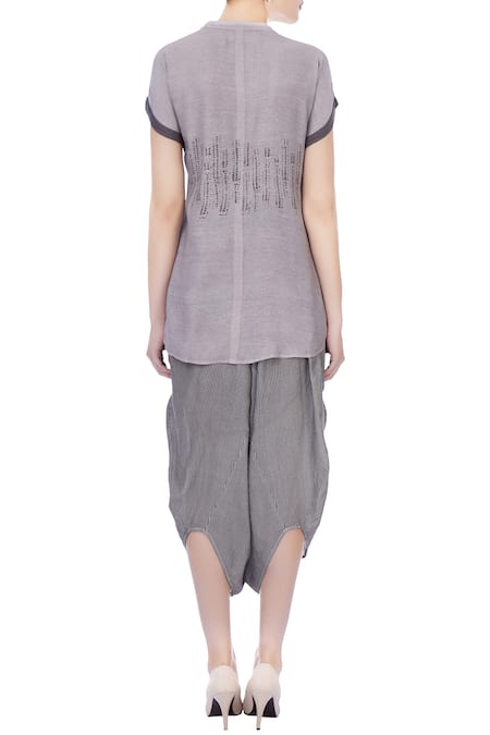 Urvashi Kaur Block Print Tunic & Striped Pant Set 