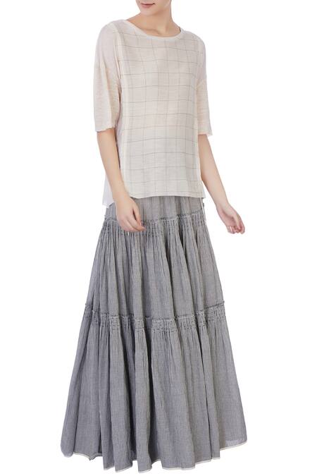 Urvashi Kaur Organic Handwoven Cotton Top & Skirt Set 