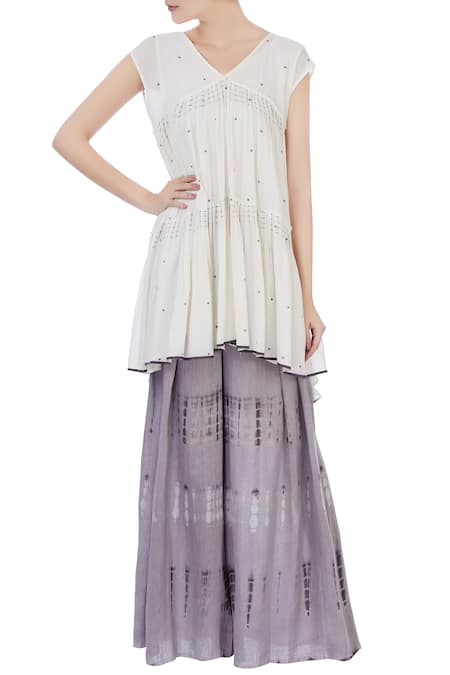 Urvashi Kaur Cotton Voile Pleated Blouse 