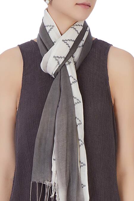 Urvashi Kaur_Beige Printed Scarf _Online_at_Aza_Fashions