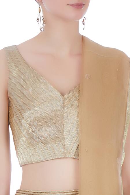 Rimzim Dadu Beige Silk, Organza And Chanderi 3d Embroidered Lehenga Set at Aza Fashions Rimzim Dadu_Beige Silk, Organza And Chanderi 3d Embroidered Lehenga Set_at_Aza_Fashions