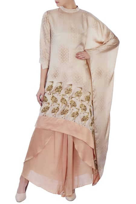 Neeta Bhargava Brown & beige satin cape 