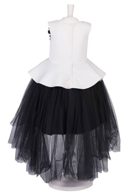 Pinkcow designs pvt ltd Black Georgette Fringe Embroidered Frill Layer Dress Online at Aza Fashions Pinkcow designs pvt ltd_Black Georgette Fringe Embroidered Frill Layer Dress _Online_at_Aza_Fashions