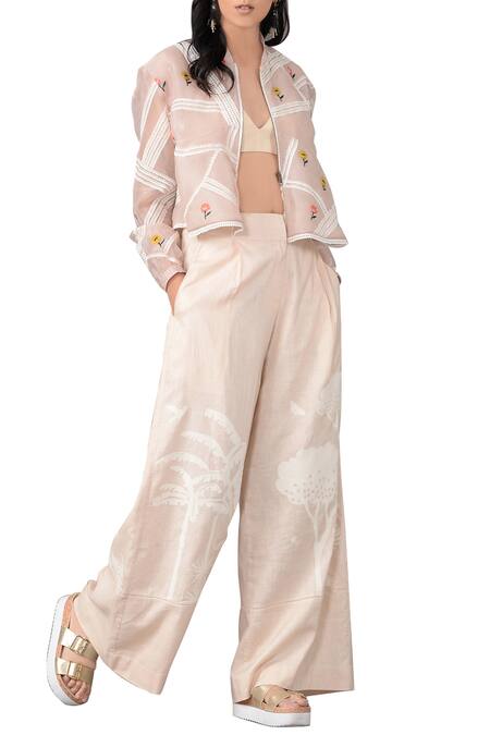Sahil Kochhar Beige Champagne Rose Embroidered Jacket  