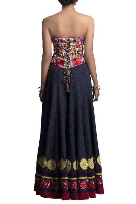 Shop_Payal Jain_Blue Silk Square Neck Sharara Set_at_Aza_Fashions