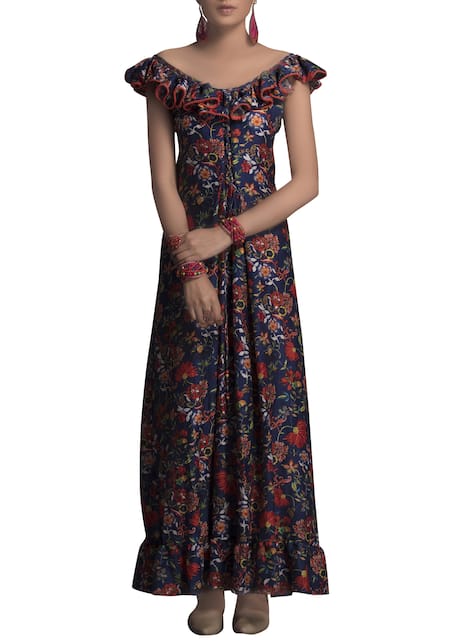 Payal Jain Blue Floral Printed Dress